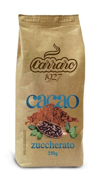 Какао растворимый Carraro Cacao Zuccherato (с сахаром) пачка 250гр ...