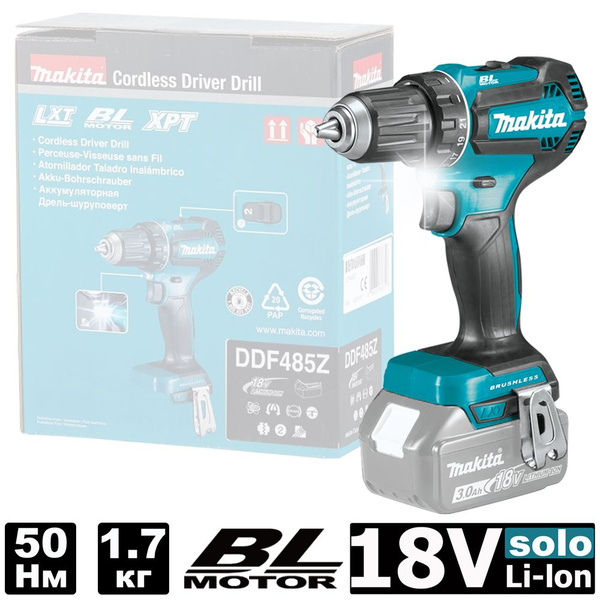 Дрель-шуруповерт Makita аккумуляторная DDF485Z (DDF 485 Z) - купить по ...