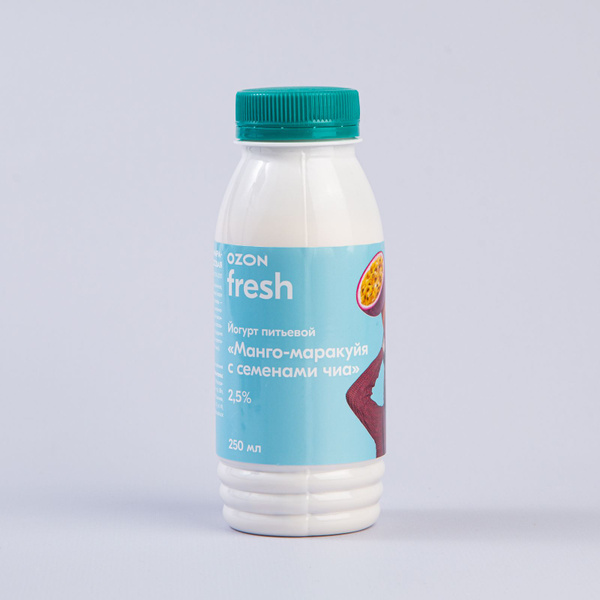 Йогурт питьевой Ozon fresh с манго, маракуйей и семенами чиа, 2,5%, 250 ...