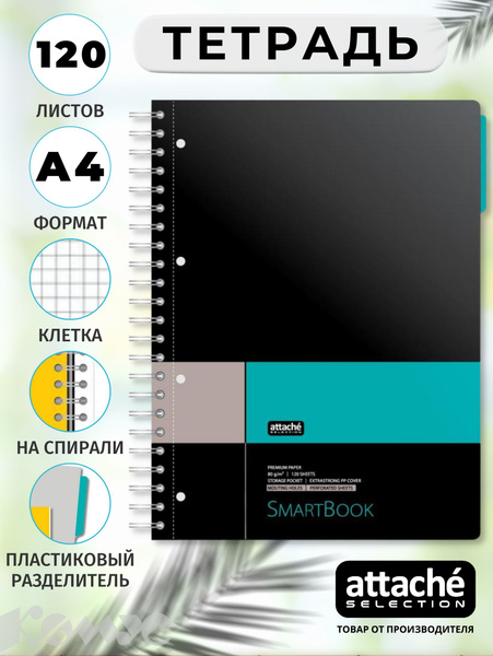 Тетрадь Attache Selection, Smartbook, А4, 120 листов в клетку, на ...