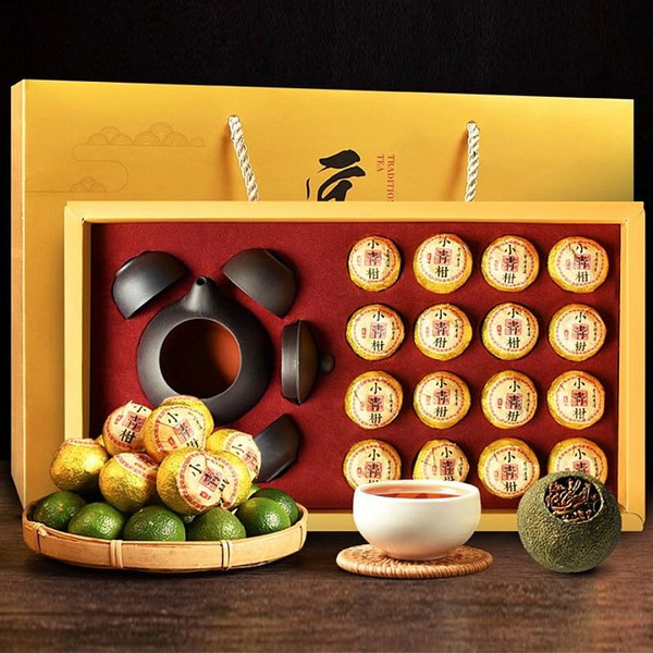 Китайский чай Пуэр Шу в мандарине "Мандариновый сад" в подарочной ...