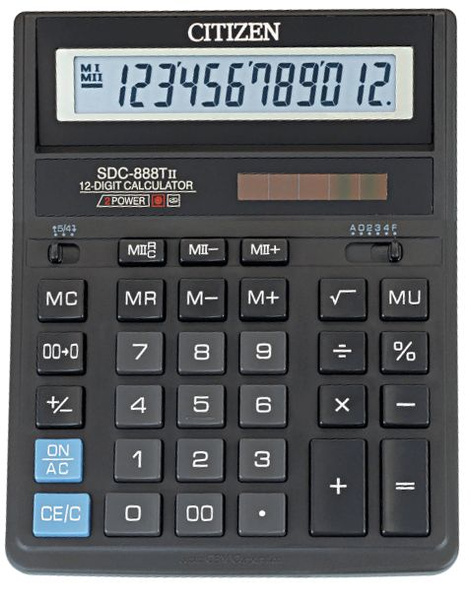 Калькулятор настольный CITIZEN SDC-888TII (203х158 мм), 12 разрядов ...