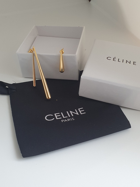 Серьги в стиле CELINE асимметрия палочки короткая и длинная под золото ...