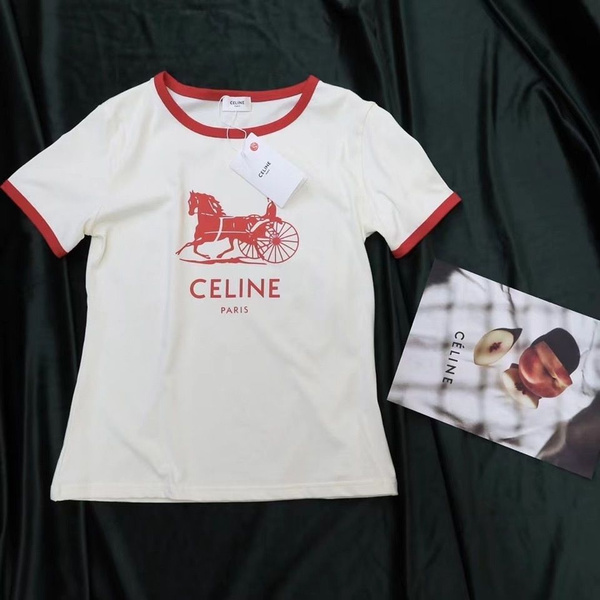 Футболка CELINE, размер 44, цвет бежевый, Хлопок100% - купить по ...