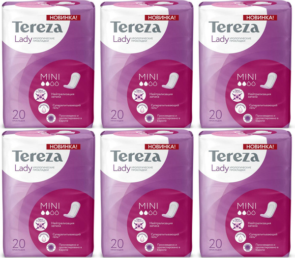 Прокладки урологические Tereza Lady Mini, комплект: 6 упаковок по 24 шт ...
