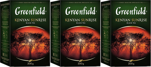 Чай черный Greenfield Kenyan Sunrise листовой, комплект: 3 упаковки по ...
