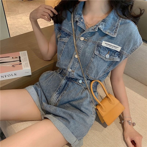 Летний джинсовый комбинезон, Женский, Лето, размер 46, материал Джинс ...