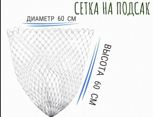 Сетка для подсачека глубина 60 см. диаметр 60 см. плетенка - купить с ...