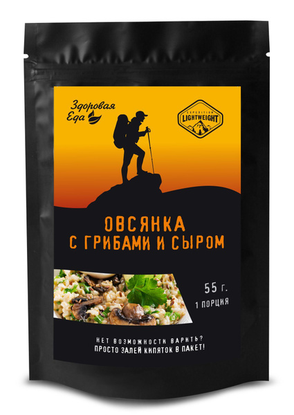 Каша овсяная Здоровая еда с грибами и сыром быстрого приготовления ...