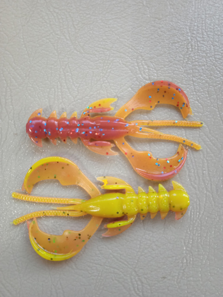 Силиконовая приманка Рак (Yabby) 80 мм, Розово-желтый (Pion Сhartreuse ...