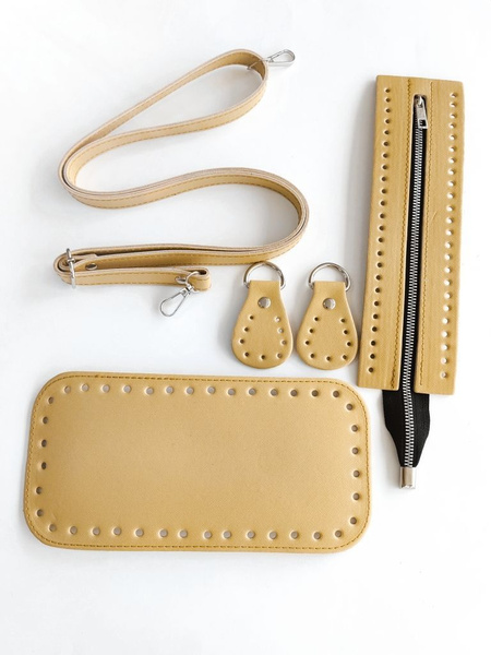 Набор для изготовления сумки из структурной экокожи. Цвет горчичный ...