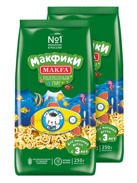 Макароны фигурные Макфики Подводный мир, 2 шт х 250 г - купить с ...