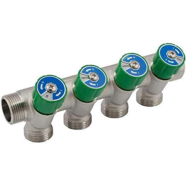 Коллектор регулирующий проходной ELSEN EMW01 - 3/4"(НР/ВР) на 4 контура ...