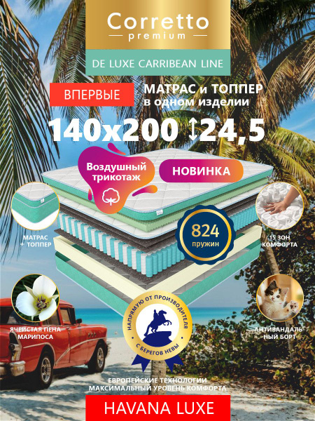 Матрас Corretto Матрасы_PrCorretto_De Luxe LUXE_4, С зональным ...