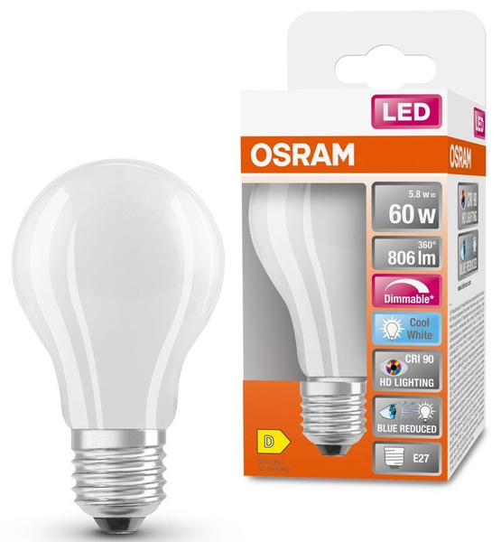 Светодиодная, Филаментная Лампочка OSRAM E27 Груша 806 Лм 4000 К ...