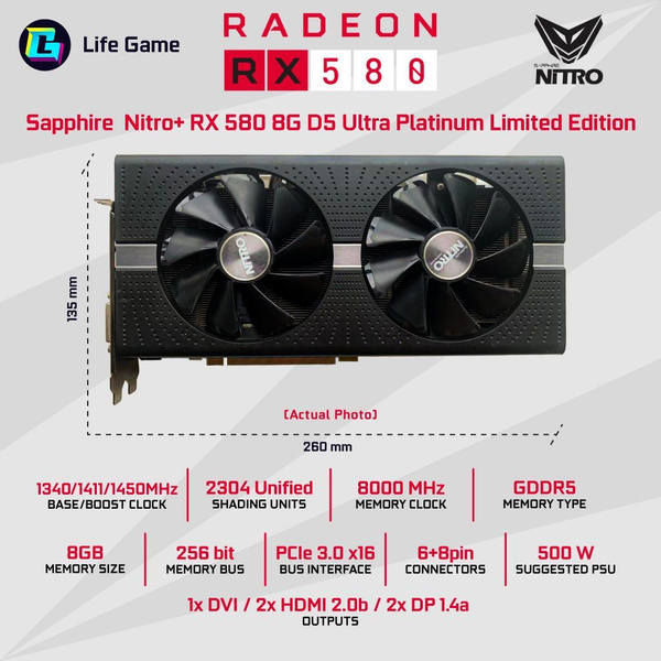 Видеокарта Radeon RX 580, 8 ГБ DDR5 - купить по низким ценам в интернет ...
