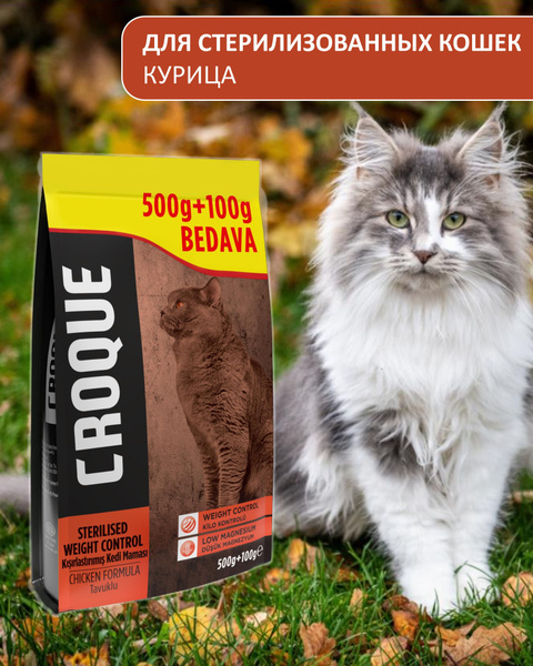 Характеристики CROQUE Сухой корм для стерилизованных кошек с контролем ...