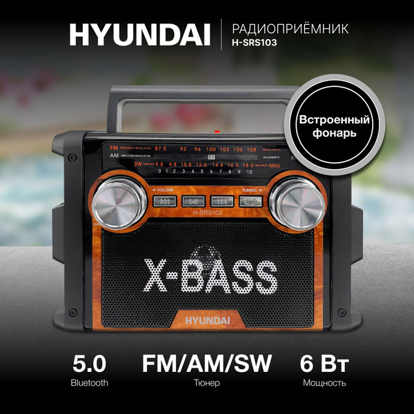 Радиоприемник настольный Hyundai H-SRS103 черный USB SD/microSD купить ...