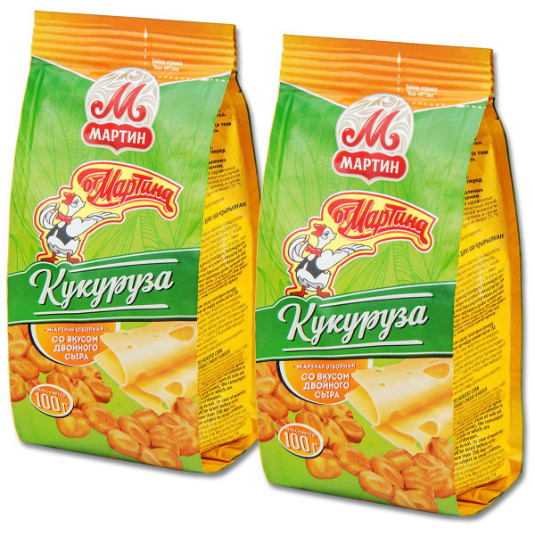 Кукуруза От Мартина Со вкусом двойного сыра, отборная жареная, 100 г, 2 ...