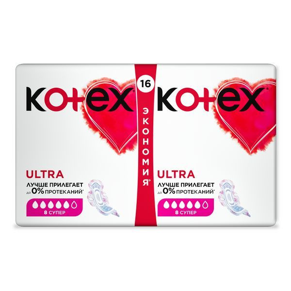 Характеристики Kotex прокладки Ultra Супер дуо сетч. 16 шт подробное ...