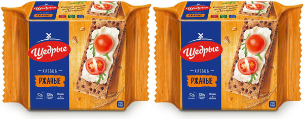 Хлебцы ржаные Щедрые, комплект: 2 упаковки по 200 г - купить с ...