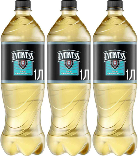 Газированный напиток Evervess Тоник Лимон, комплект: 3 упаковки по 1 л ...