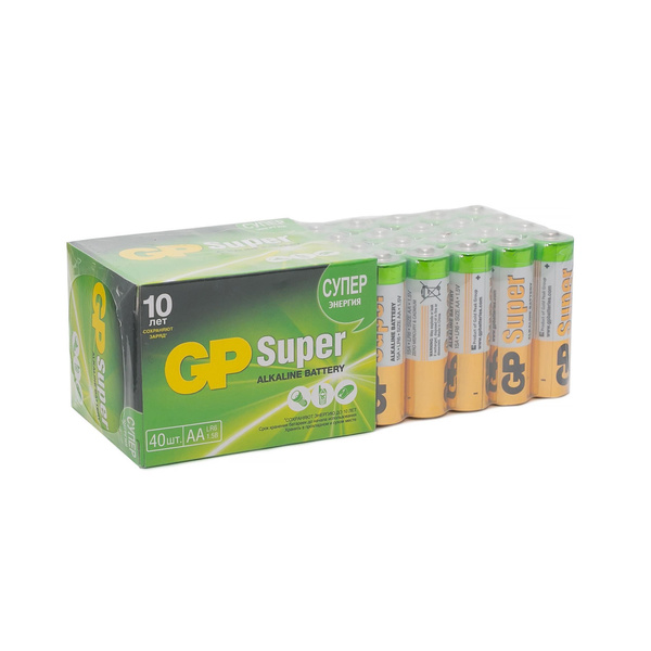 Алкалиновые батарейки GP Super Alkaline 15А АA - 40 шт. в пленке ...