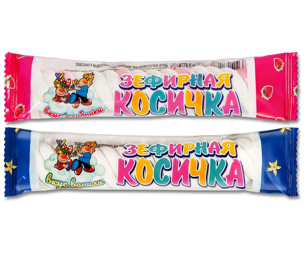 Жевательный зефир "Зефирная косичка" клубника и ваниль, 12г, 2 шт ...