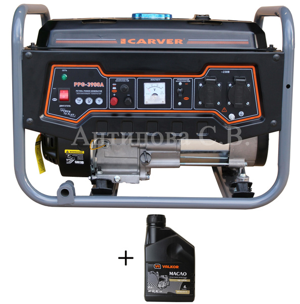 Генератор бензиновый CARVER PPG-3900A (2,9/3.2 кВт, 4х тактный, обмотка ...