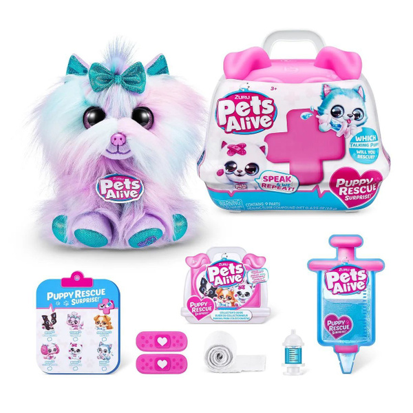 Игрушка Zuru Pets Alive Puppy Rescue Плюшевый Щенок в переноске ...
