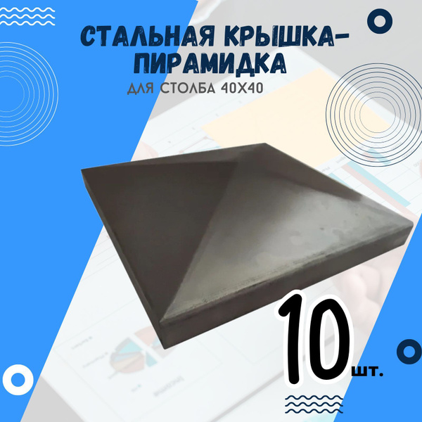 Стальная крышка-пирамидка (10 шт.) для столба 40x40 - купить с ...