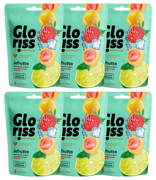 Жевательные конфеты Gloriss Jefrutto Земляничный мохито, 75г х 6шт ...