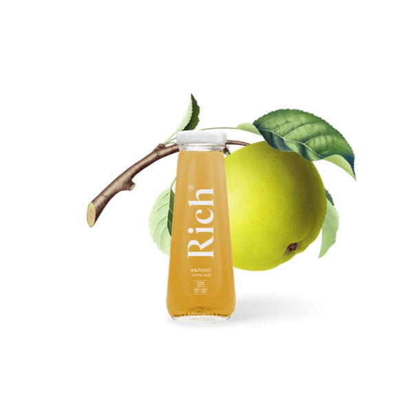 Сок Rich / Рич Яблоко в стеклянной бутылке 0,2 л (12 штук), Сок Rich ...