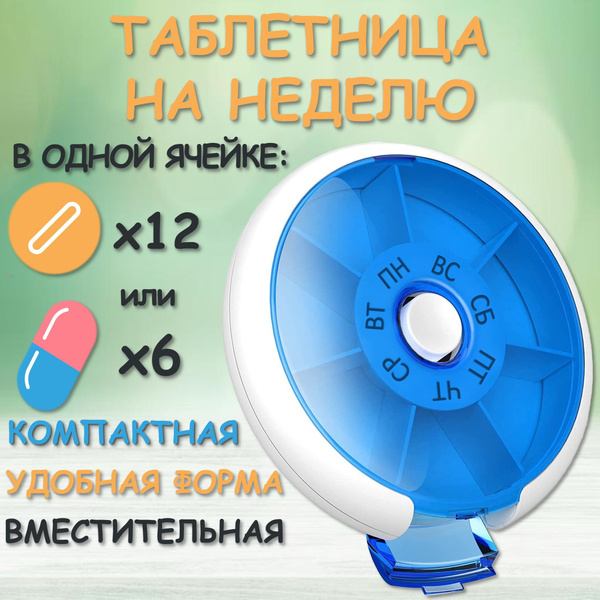 Таблетница на неделю на 7 дней, круглая, компактная - купить по ...