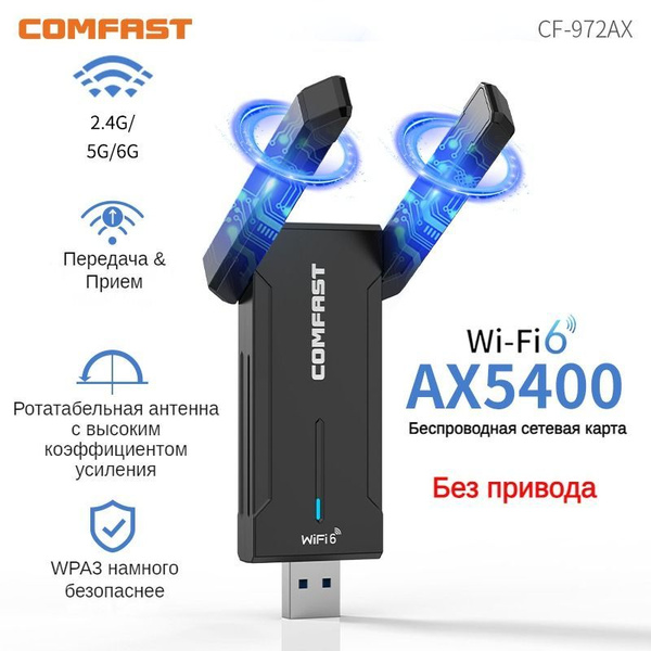 COMFAST Сетевая карта AX5400 wifi адаптер для компьютера CF-972AX ...