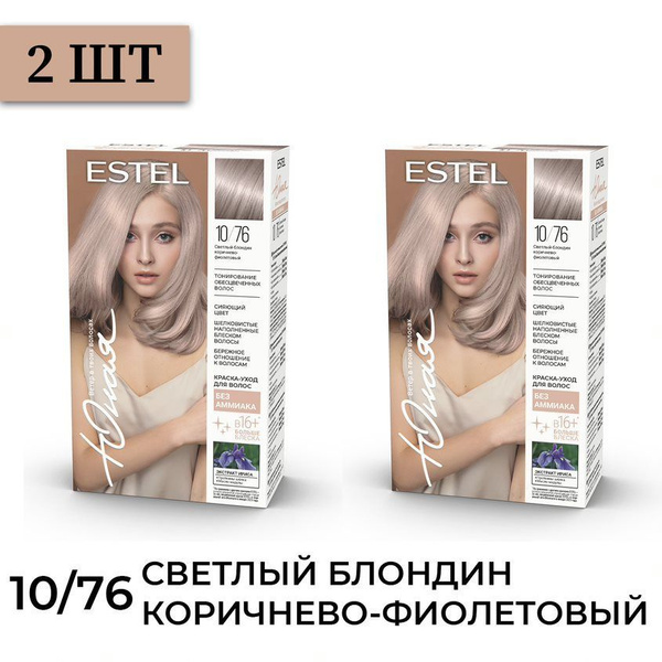 ESTEL ЮНАЯ Краска-уход без аммиака для волос 10/76 светлый блондин ...