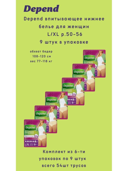 Купить Depend Для Женщин L Xl