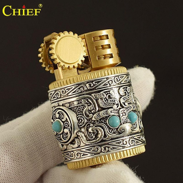 Зажигалка бензиновая Chief латунь резьба Древнекитайский королевский ...