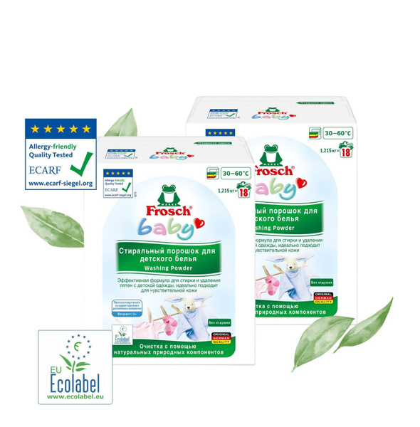 FROSCH Стиральный порошок для детского белья гипоаллергенный 0+, 1,215 ...