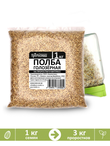 Полба голозёрная для проращивания и сок ростков, 1 кг - купить с ...