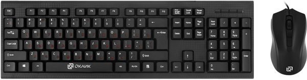 Комплект (клавиатура+мышь) Oklick 620M, USB, проводной, черный купить ...