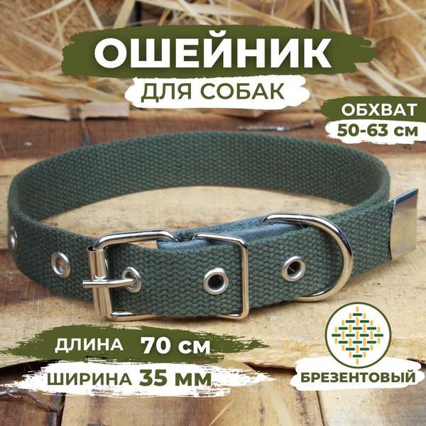 Ошейник для собак средних и крупных пород, 3,5 см, брезентовый, Обхват ...