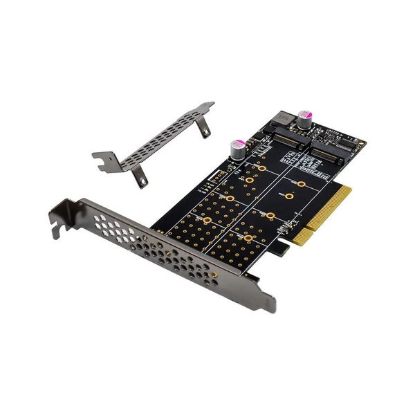 Переходник PCI-Ex8 - NGFF M.2 SSD PCI-E 3.0->2 x M.2 M key NVMe SSD ...