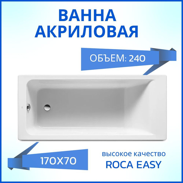 Ванна акриловая Roca Easy 170x70 ZRU9302905 - купить с доставкой по ...
