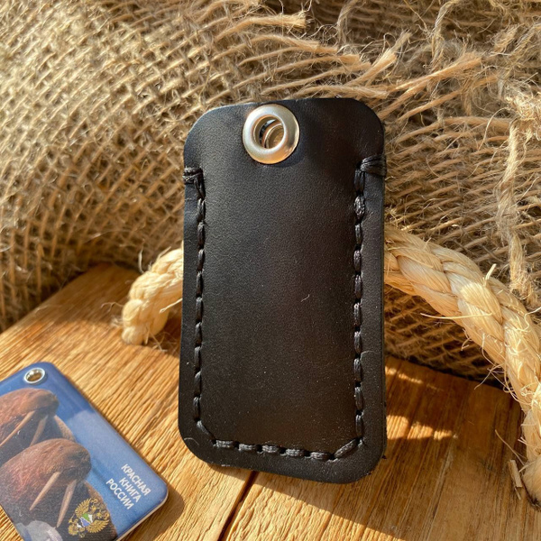 Брелок - чехол для карт ПИК, Тройка, меток и стикеров. Натуральная кожа ...