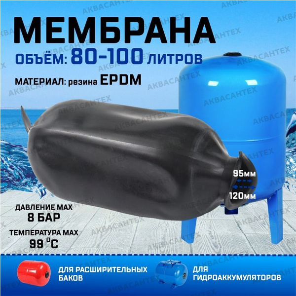 Мембрана для гидроаккумулятора (80-100 литра, черная, EPDM) / мембрана ...