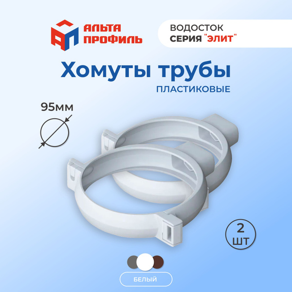 Хомут для водосточной трубы Альта-Профиль 95 мм пластиковый Элит, 2 шт ...