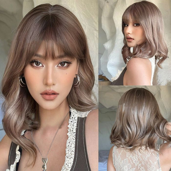 Челка золотистого цвета, короткий вьющийся парик - купить по низкой ...