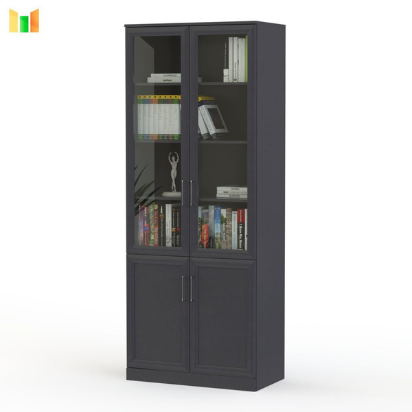 Шкаф книжный BestMebel Книжный шкаф Черный, 82x40x200 см купить c ...