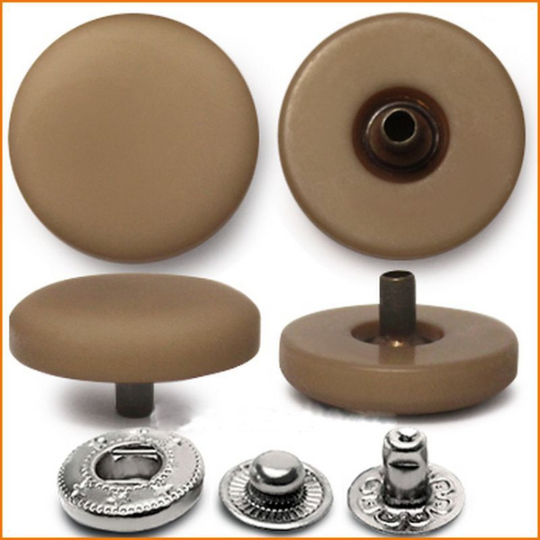 Кнопка с пластиковым верхом, низ металл d-18 мм, цвет капучино, 5 штук ...